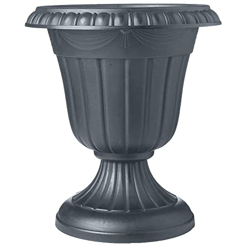 Arcadia Garden Products PL20GY Classic Traditional Plastic Urn Planter Indoor/Outdoor, 10" x 12", Gray - color: Gray, size: 10" x 12"