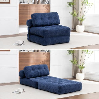 Blue Convertible Sofa Bed Folding Sofa Bed Sleeper Chair Couch Beds, Comfy Floor Beds with Pillow and Back Support, Small Couch for Bedroom, Living Room Bedroom - color: Blue