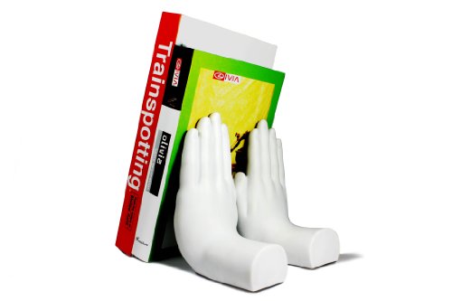 Danya B. Contemporary Accent Book Shelf Decor - Hands Sculpture Bookend Set of 2 (White)