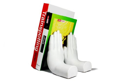 Danya B. Contemporary Accent Book Shelf Decor - Hands Sculpture Bookend Set of 2 (White)