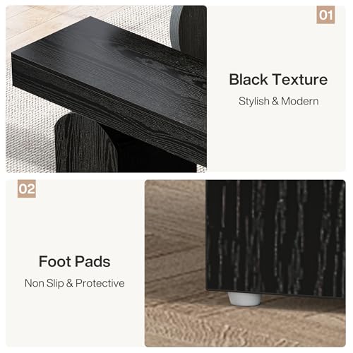 Tribesigns 59" Dining Bench for 2 to 3, Modern Black Dining Table Bench with Arched Base, Extra Long Kitchen Seating for Living Room, Entryway - color: Black