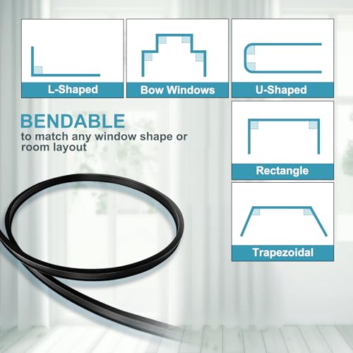 KOLAKO Ceiling Curtain Track, Flexible Bendable Curtain Rails Ceiling Wall Mount 12Ft Curved Sliding Curtain Track System, Room Divider, Black Ceiling Track Set for Shower Rv - color: Black, size: 12Ft
