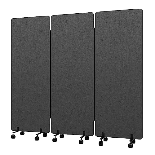 3 Panel Soundproof Room Divider, Portable Acoustic Office Divider | Acoustic Soundproof,Smooth Rolling Wheels,Large 66" x 72",Portable Wall Divider,Office Partitions for Sound Proofing - color: Dark Grey, size: 3 Panel-72"Wide