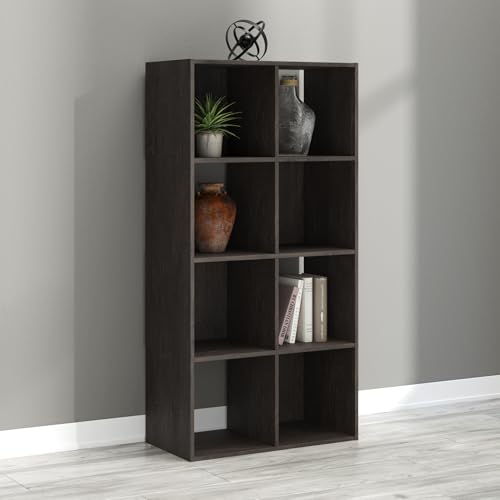 Signature Design by Ashley Piperton 8 Cube Storage Organizer, Space Saving Bookcase Shelf, Textured Replicated Wood Grain, Engineered Wood, Contemporary Storage for Playroom or Closet, Charcoal - color: Charcoal, size: Eight Cube