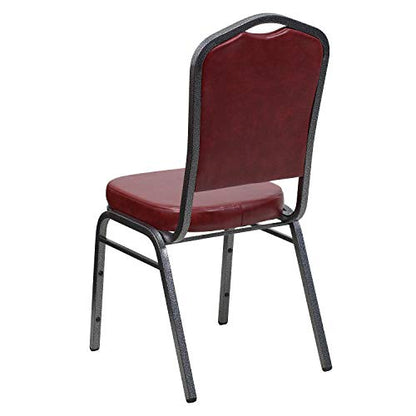 Flash Furniture Hercules Vinyl Crown Back Stackable Banquet Chair, Burgundy | Silver Vein Frame, Vinyl Upholstery - color: Burgundy Vinyl/Silver Vein Frame, size: Set of 1