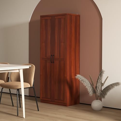 HOMCOM 63" 2-Door Kitchen Pantry 5-Tier Tan | Freestanding Storage Cabinet, Shelving, 2 Adjustable Shelves, for Dining Room - color: Tan