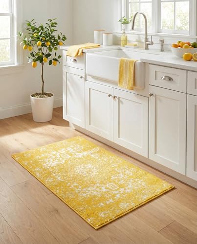 Rugs.com - Arlington Rug – 2' x 3' 1 Yellow Coastal Rug – Ideal for Entryways, Kitchens, and Bathrooms - color: Yellow, size: 2' x 3' (Rectangular)