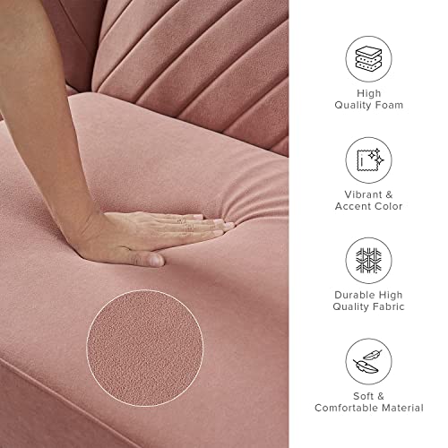 mopio 76.4" Futon Sofa Bed Chevron Styled, Sleeper Couch (Old Rosa Velvet) | Reclines flat for surprise sleepovers; space-savvy design and tapered legs add mid-century warmth. - color: Old Rosa Velvet