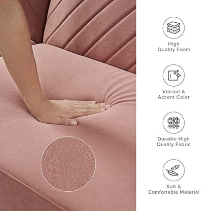 mopio 76.4" Futon Sofa Bed Chevron Styled, Sleeper Couch (Old Rosa Velvet) | Reclines flat for surprise sleepovers; space-savvy design and tapered legs add mid-century warmth. - color: Old Rosa Velvet