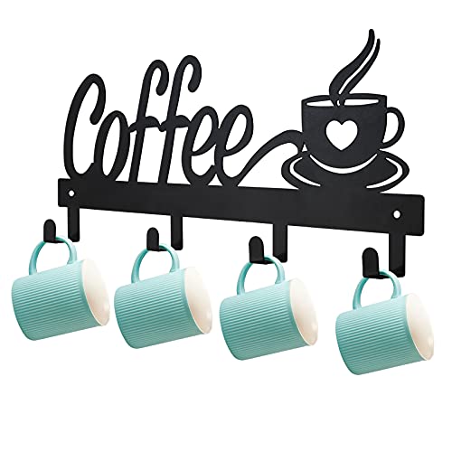 CUKE2BEET Wall Mounted Coffee Mug Holder - Mug Organizer Rack for Coffee Bar, Kitchen Utensils Display