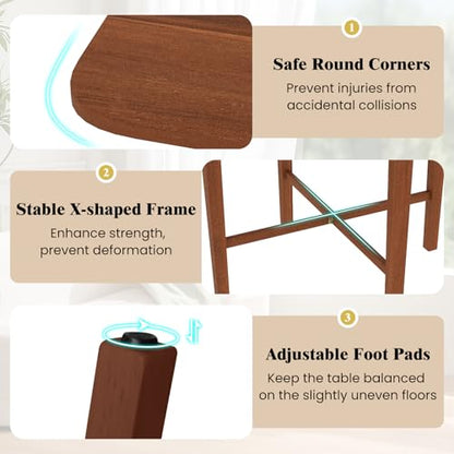 COSTWAY Square Drop Leaf Dining Table, 36" Compact Folding Kitchen Table | Solid Rubber Wood Legs, Farmhouse Extendable Table for for 2-4 People, Dining Room, Small Space, Apartment, Walnut - color: Walnut