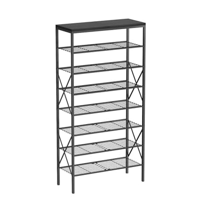 8 Tiers Shoe Rack, Large Capacity Shoe Rack Holds 32 Pairs of Shoes, Durable and Stable, Adjustable Metal Shelf Stackable Shoe Shelf for Entryway, Hallway, Living Room, Closet - color: Black, size: 27.8" x 10.8" x 52.6"