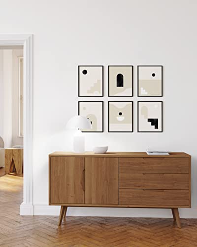 HAUS AND HUES Boho Prints Neutral Wall Art - Set of 6 Mid Century Modern Artwork, Bohemian Posters and Prints, Wall Art Mid Century, Modern Bohemian Posters UNFRAMED 8x10 - color: Neutral Staircase, size: 8"L x 10"W