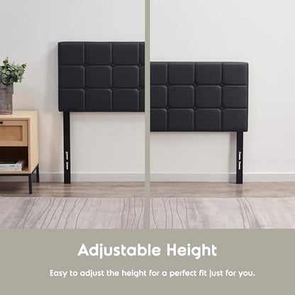 Hearth & Harbor Twin Headboard Only, Button Tufted Headboards, Upholstered Bed Headboard, Wall Mounted, Adjustable Height 34”-42”, Modern Headboard Twin Size, Black - color: Black, size: Twin/Twin XL