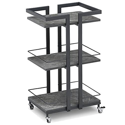 BarberPub 3-Tier Metal Rolling Salon Trolley Cart on Wheels, Grey 2033 - color: Grey