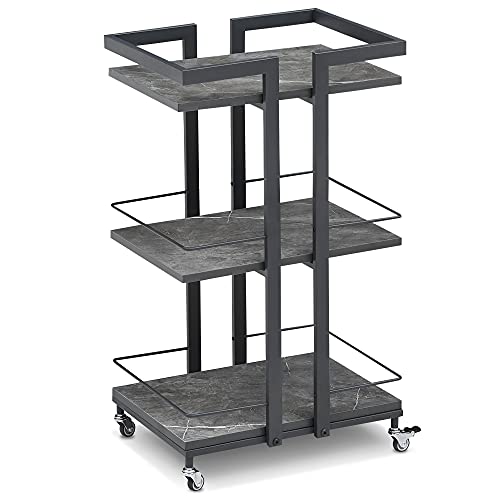 BarberPub 3-Tier Metal Rolling Salon Trolley Cart on Wheels, Grey 2033 - color: Grey