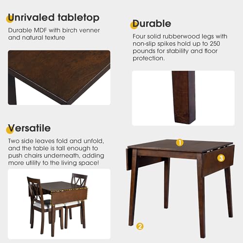 Merax Wooden 29"- 45" Extendable Rectangular Dining Table with Drop Leaf,Space Saving, Easy Assemble Brown
