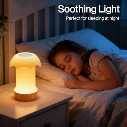 Night Light, Dimmable Touch Lamp for Bedroom - Portable Table Bedside Lamp with 4 Brightness Levels & 13 RGB Colors, Night Lights for Baby Nursery and Bathroom (Umbrella-Shaped)