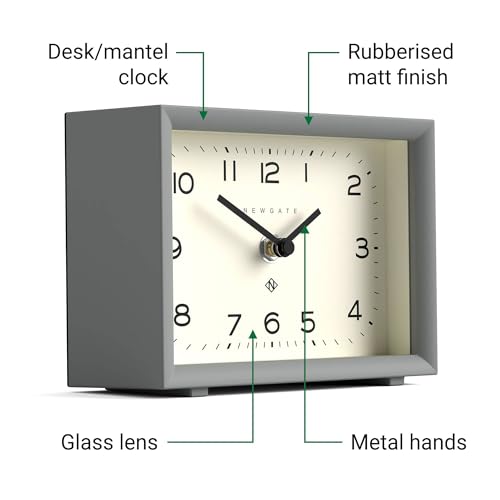 NEWGATE® Henry Desk Clock | Contemporary Rectangular Design | Posh Gray | Easy to Read nunbers | Modern Style for Desk, Table top, Shelf or Bedside - color: Posh Grey
