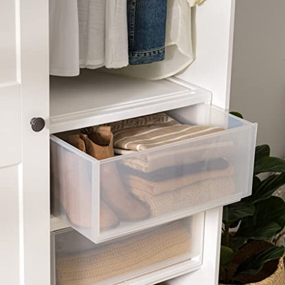 IRIS USA 2-Pack, 47 Qt. Extra Large Stacking Drawer with Clear Door, White | Store shoes, clothing, linens, pantry items, and household essentials with organized storage for everyday needs - size: 47 Qt., style: 2 Pack