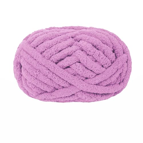 Chunky Knit Chenille Yarn for Hand Knitting Blankets, Super Soft Big Jumbo Blanket Yarn (Purple) - color: Purple