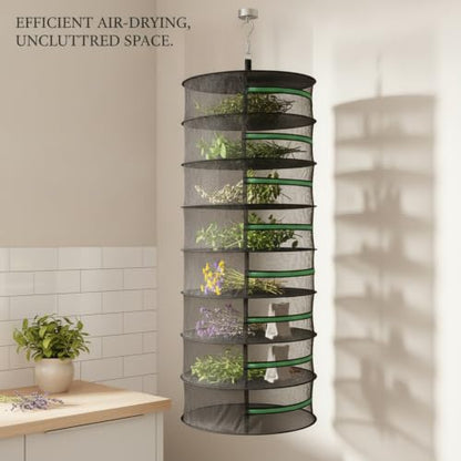 Collapsible Hanging Dryer with Zippered Mesh Layers, Space-Saving Foldable Air Drying Rack for Kitchen, Balcony, and Laundry (Black) - size: 12.99 x 12.99 x 68.9 in