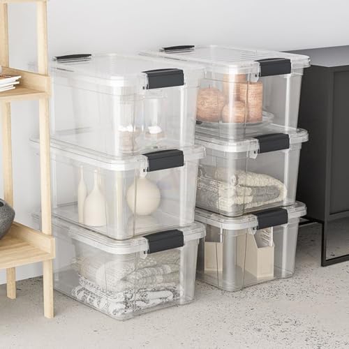 Superio Clear Storage Bins with Lids, 3 Quart BPA Free Plastic Containers, Transparent Boxes for Organizing, Stackable Crates, Organizer Totes for Home, Office, School, and Dorm - size: 3.5 Qt, style: 8 Pack