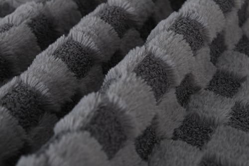 ERYE Upholstered Left Facing Chaise Lounge Chair W/Scroll Arms and Wood Legs, Elegant Chaise Lounge Square Pattern Accent Recliner Lounger Sofa for Living Room Bedroom - color: Smoke Grey Faux Fur/L