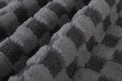 ERYE Upholstered Left Facing Chaise Lounge Chair W/Scroll Arms and Wood Legs, Elegant Chaise Lounge Square Pattern Accent Recliner Lounger Sofa for Living Room Bedroom - color: Smoke Grey Faux Fur/L