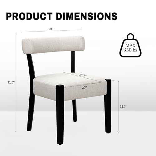RNKSFX Modern Dining Chairs Set of 2, Upholstered Kitchen & Dining Room Chairs, Mid Century Modern Wooden Dining Chairs Oversized Sturdy Fabric Rounded Chairs Curved Back, Black and Beige - color: Black + Beige