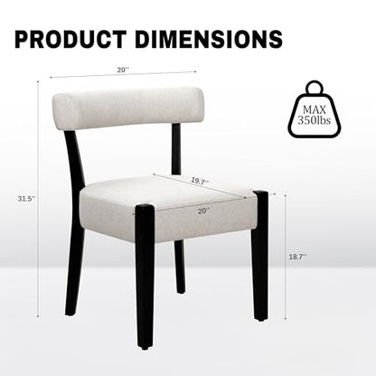 RNKSFX Modern Dining Chairs Set of 2, Upholstered Kitchen & Dining Room Chairs, Mid Century Modern Wooden Dining Chairs Oversized Sturdy Fabric Rounded Chairs Curved Back, Black and Beige - color: Black + Beige