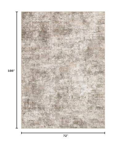 Nakagishi 6X9 Abstract Washable Area Rugs for Living Room-Brown | Modern Non-Slip Silicone Backing Low Pile Soft Carpet for Bedroom Dining Decor Ideal for Families with Kids and Pets - color: Brown-01, size: 6' x 9' (Rectangular)