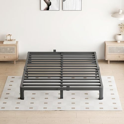 VIPSHOW 4 Inch Full Bed Frame with Round Corners No Box Spring Needed | 3500lbs Heavy Duty, 4 mattress stoppers, Noise-free, Easy assembly & anti-slip rubber covers, Kid & pet friendly - size: Full, style: 4 Inch