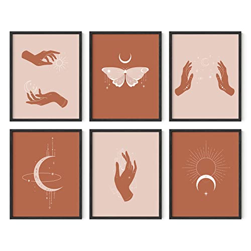 HAUS AND HUES Astrology Wall Art – Sun and Moon Posters, Celestial Spiritual Boho Prints, Astrology Decor for Bedroom or Living Room (Unframed 11x14) - color: Sun and Moon Art, size: 11"L x 14"W