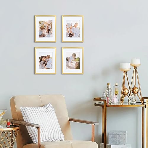 upsimples 11x14 Picture Frame, Gallery Wall Frames Set of 5, Gold | Photo Frame Collage Wall Decor, 11 x 14 Frame, 8x10 Frame with Mat for Family, Baby, Hallway, Diamond, Wedding - color: Gold, size: 11x14