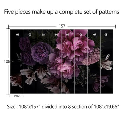 GLWYHY-Purple Peony Flower Wallpaper with Peel-and-Stick backing-108 x157 | Self-adhesive,Flower,Bedroom,Mural painting,Large Beautiful - color: ZZSL-03, size: 108"x157"