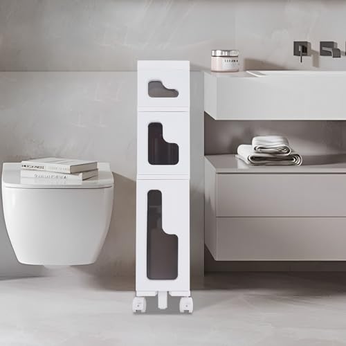 3 Tiers Slim Bathroom Storage Cabinet, 15.7" L X 6.3" W X 29.9" H Slim Rolling Cart, 66.14 Lbs Load-Bearing Capacity Narrow Storage Cabinet for Living Room, Kitchen, Bathroom, Office - size: 15.7" L X 6.3" W X 29.9" H