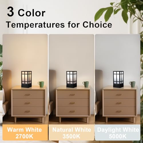 Beside Table Lamp set of 2 with AC Outlet, USB A & C Charging Port,Small Rectangular Nightstand Lamp with Bamboo Linen Shade,LED Bulbs Included,Tabletop Reading Lamp for Living Room/Dorm/Office - color: Pure Black