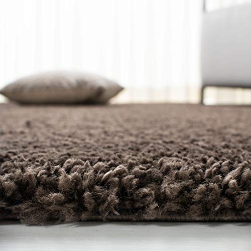 SAFAVIEH August Shag Collection 3' Round Brown AUG900T Solid 1.2-inch Thick Area Rug - color: Brown, size: 3' (Round)