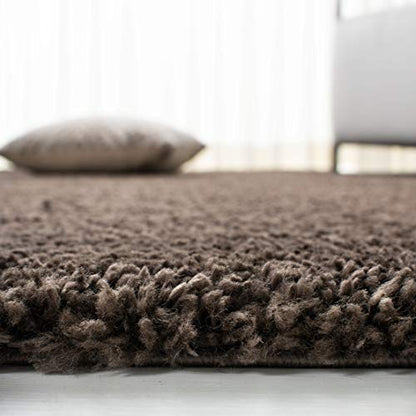 SAFAVIEH August Shag Collection Runner Rug - 2'3" x 6', Brown, Solid Design, Non-Shedding & Easy Care, 1.2-inch Thick Ideal for High Traffic Areas in Living Room, Bedroom (AUG900T) - color: Brown, size: 2'3" x 6' (Runner)