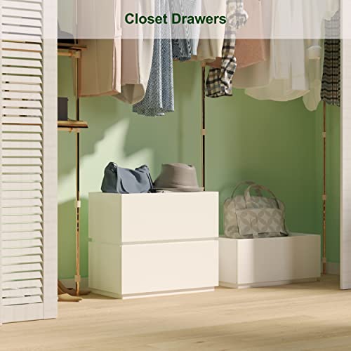 woodtalks Stackable 1 Drawer Dresser, Multi-Purpose Storage Closet Cube Dressers for Bedroom, Storage Cabinet for Entryway, Nightstand Sofa Beside Table Drawer Chest, 23.6 in, White