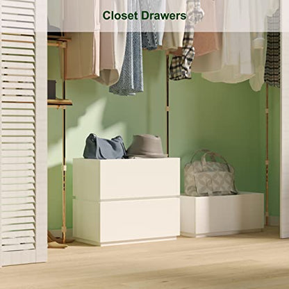 woodtalks Stackable 1 Drawer Dresser, Multi-Purpose Storage Closet Cube Dressers for Bedroom, Storage Cabinet for Entryway, Nightstand Sofa Beside Table Drawer Chest, 23.6 in, White