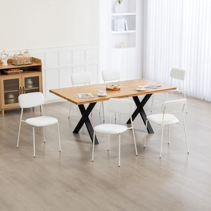 Sidanli Stackable Armless Chairs Set of 4, Small Upholstered White Chairs | Easy to Stack , Breathable Fabric Cushion, Armless Design, Support 300LBS, Use for Waiting Office Break Room Lobby - color: White