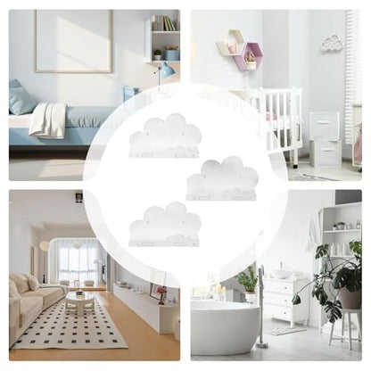White Floating Shelves 3 Pieces 29.5x9.4x15cm Wall Mounted Floating Decor | Nursery Wall Decor for Girls Room Bathroom Home Playroom Dorm Apartment Office