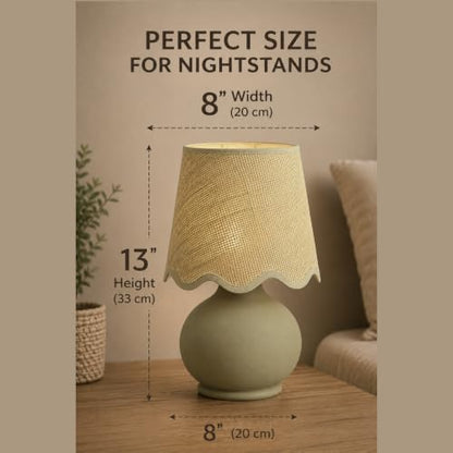 Benton Ceramic Table Lamp with Fabric Shade – 13" Bedside Accent Lamp for Bedroom, Living Room & Nightstand (Taupe) - color: Taupe