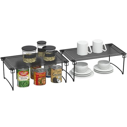 Deco Brothers Stackable Cabinet Shelf Organizer, 2 Pack, Black - color: Black