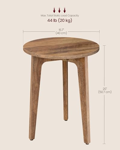 VASAGLE MAEZO Collection - Small Side Table, Round End Table, Nightstand with Tapered Legs, Curved Transitions, for Small Spaces, Living Room, Bedroom, Honey Brown ULET237KB01S - color: Honey Brown
