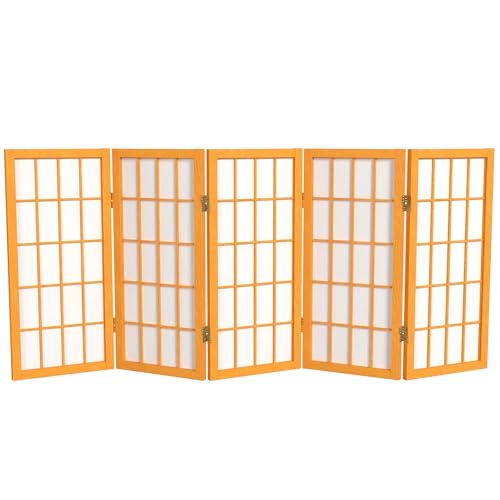 2 ft. Short Desktop Window Pane Shoji Screen - Honey - 5 Panels - color: Honey, size: 5 Panel