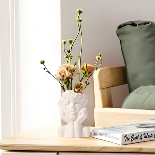 BrownLove Ceramic Face Vase for Decor Female Form Art Vases Modern Decorative Vase Centerpiece for Table Shelf Living Room Office Bedroom Small - style: Face vase 1