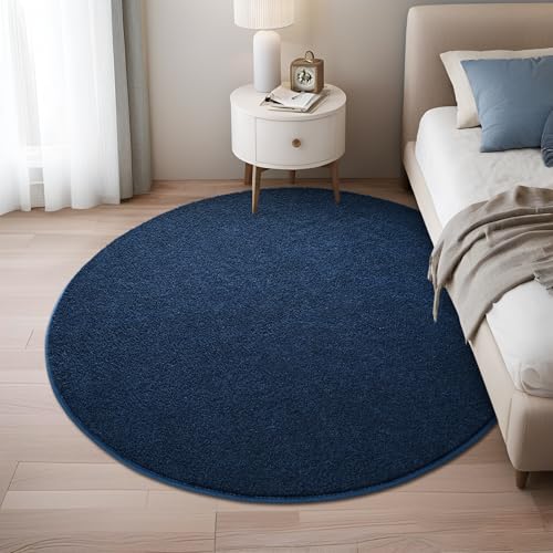 Nuttumico Ultra Soft Round Area Rugs for Living Room Bedroom, 4x4 Feet Navy Blue Washable Non-Slip Indoor Rugs, Thickened Memory Foam Modern Indoor Circle Carpet for Boys Girls Room Home Decor - color: Navy Blue, size: 4' X 4' (Round)
